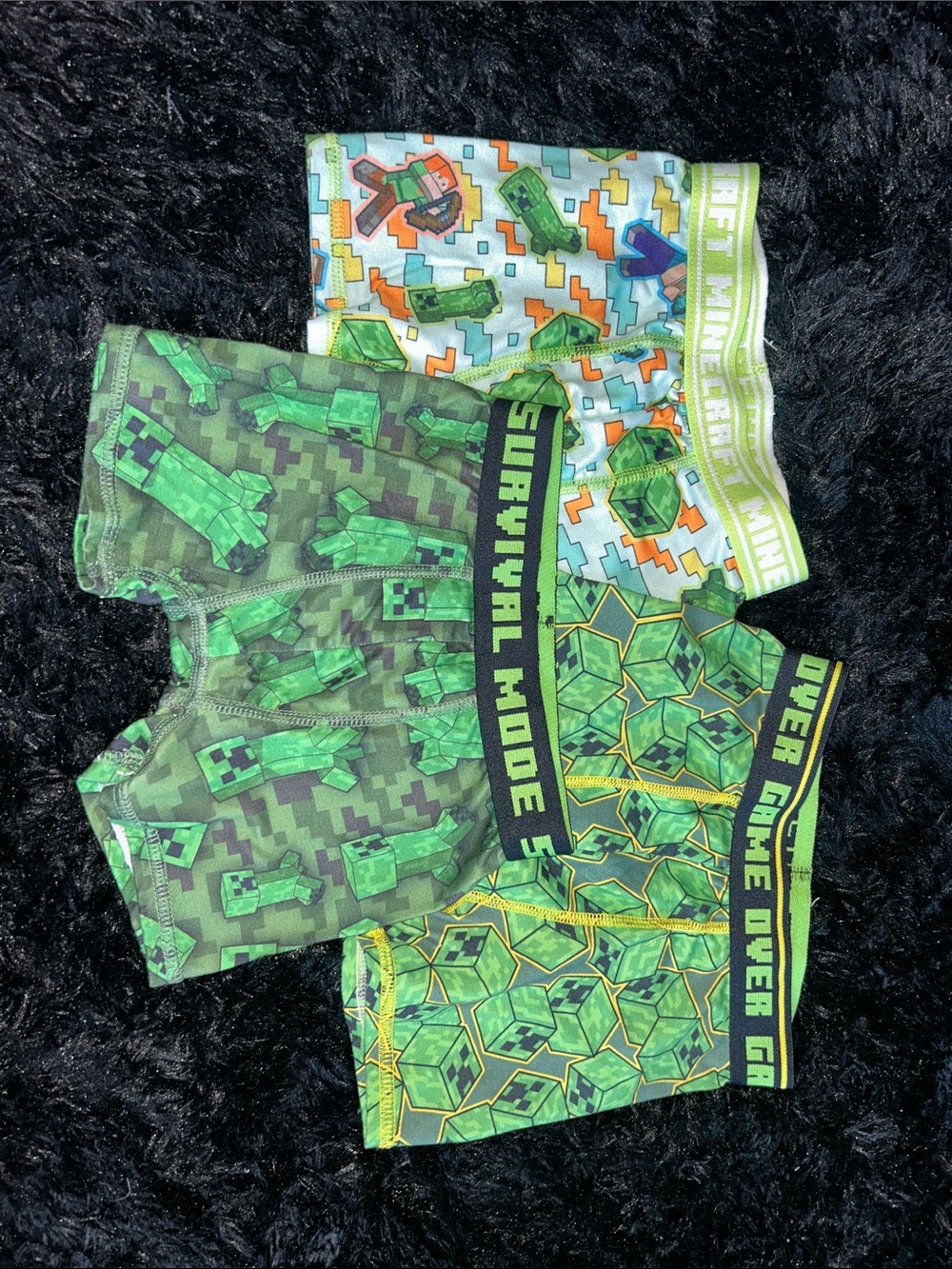 Kids Green Minecraft-Themed Boxer Briefs - 3 Pack